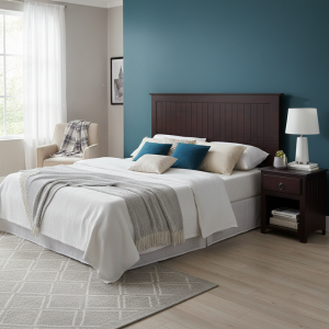 River Slated Mahogany Wood Headboard - Wall Mounted