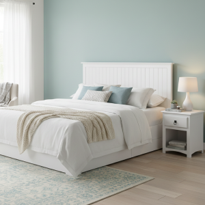 River Slated White Headboard - Wall Mounted