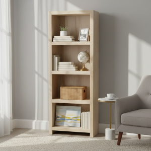 Geo Oak Wood Open Bookshelf 650mm