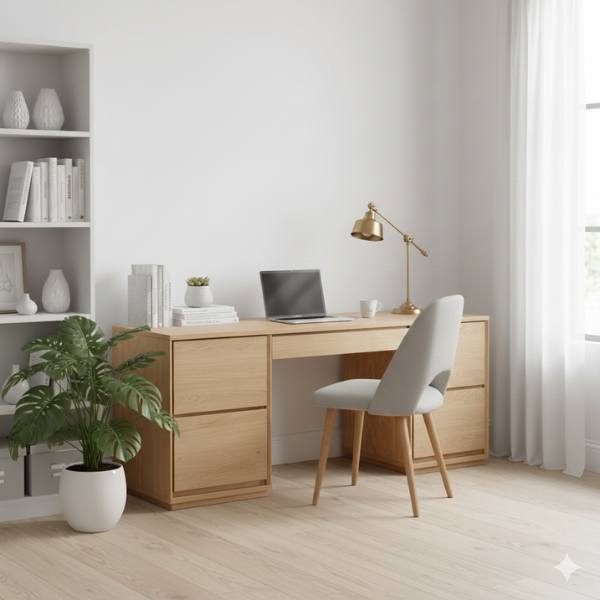 Highlands Oak Desk 4 Drawers