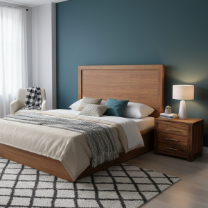 Elm Half Kiaat Wood Headboard - Wall mounted