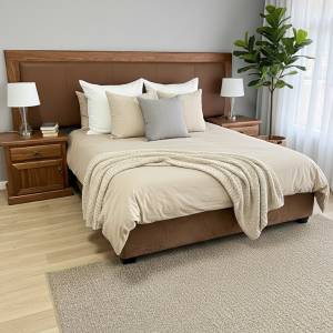 Rio Kiaat Wood Headboard with Leather
