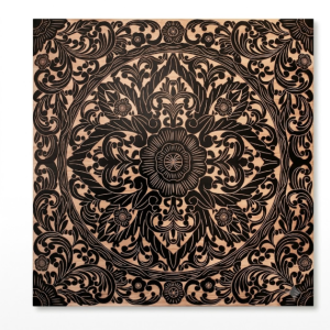 Bohemian Square Mandala Wood Carved Wall Art