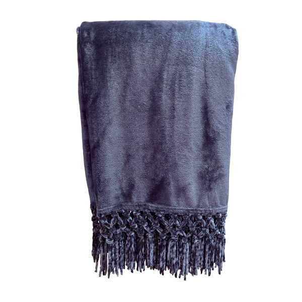 Chenille Fringe Throw Navy