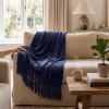 Chenille Fringe Throw Navy