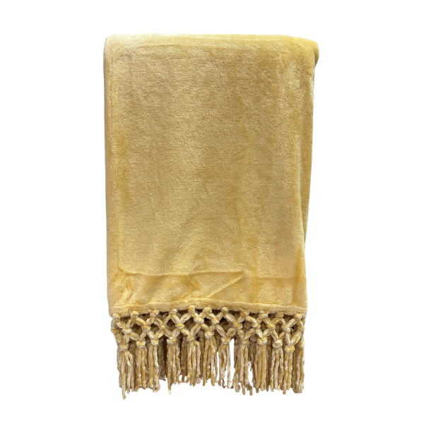 Chenille Fringe Throw Mustard