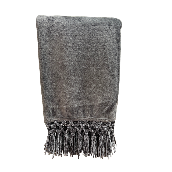 Chenille Fringe Throw Charcoal