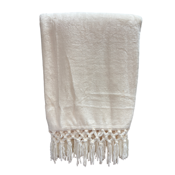 Chenille Fringe Throw Cream