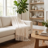 Chenille Fringe Throw Cream