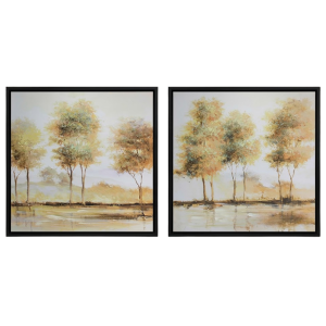 Serene Autumn Trees Oil Paintings (Set of 2 Panels) - Framed
