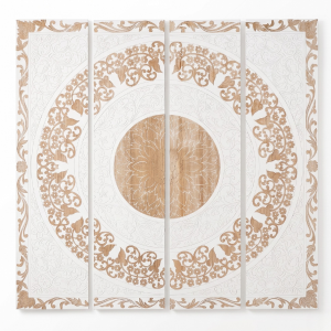 4-Panel Distressed Mandala Wood Carved Wall Art