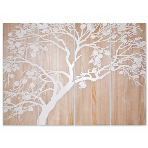 4-Panel Tree of Life Wood Carved Wall Art