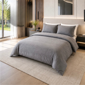 Bristol Duvet Set - T-200 100% Cotton Pintuck Charcoal