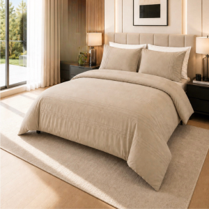 Bristol Duvet Set - T-200 100% Cotton Pintuck Stone