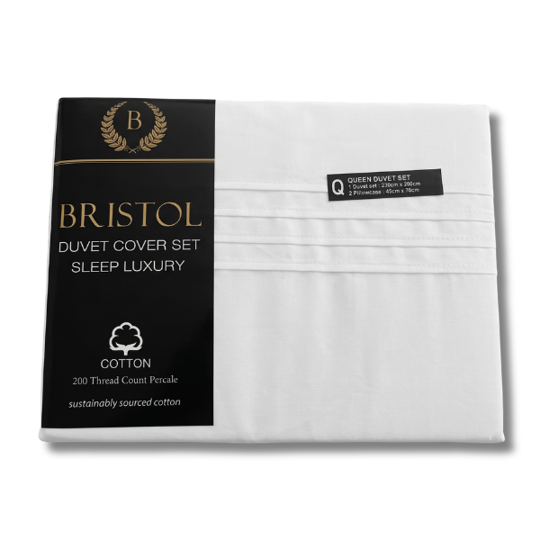 Bristol Duvet Set T-200 100% Cotton Pintuck White (2)