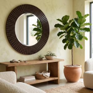 Zanzibar Round Mahogany Wood Mirror