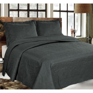 Simon Baker Carmen Quilted Bedspread Set - Charcoal