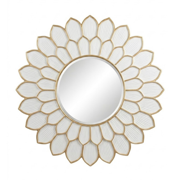 AF042Mirror Round 800X800 White & Gold (1)