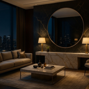 Statement Oversized Round Antique Gold Metal Wall Mirror 1500mm