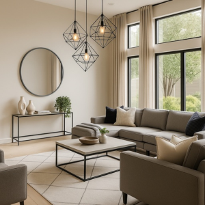 Modern Round Grey Metal Wall Mirror 700mm