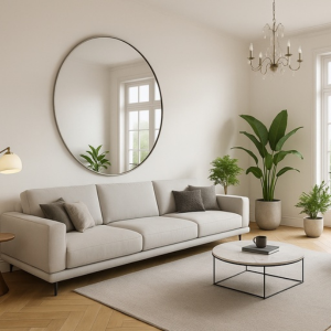 Statement Oversized Round Silver Metal Wall Mirror 1500mm