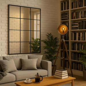 Modern Grid Block Windowpane Wall Mirror 900 x 1200mm