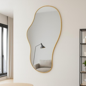 Asymmetrical Baba Papa Irregular Wall Mirror in Antique Gold 950 x 1680mm