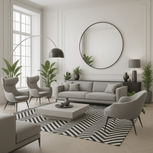 Large Round Matte Black Metal Wall Mirror 1200mm