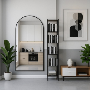 Modern Arched Dome Wall Mirror – Black 1800 x 1000mm