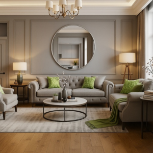 Modern Large Round Silver Metal Wall Mirror 1200mm