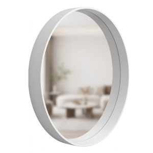 Round White Wall Mirror with Deep Recessed Rim – Plywood Melamine Wrap 1000mm