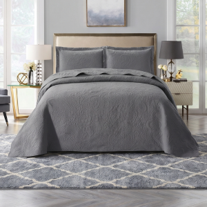 Simon Baker Primrose Quilted Bedspread Set - Platinum