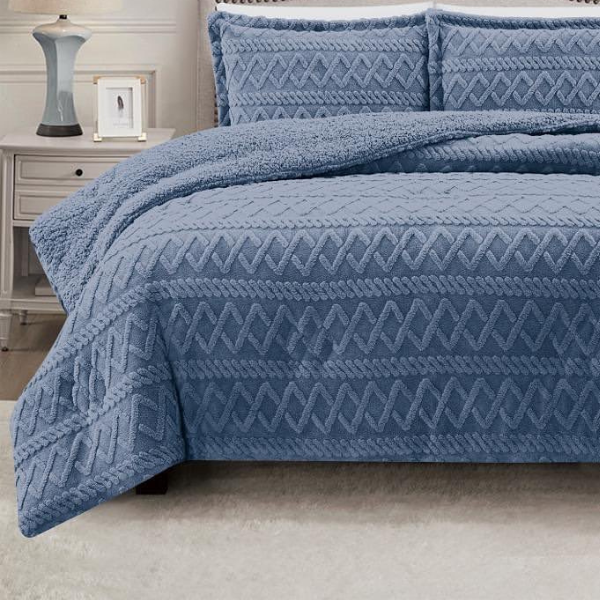 Simon Baker Brooklyn jacquard comforter set in Denim