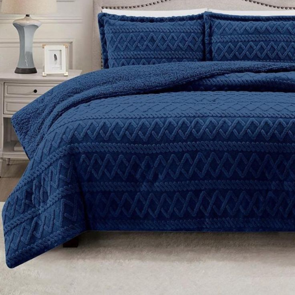 Simon Baker Brooklyn jacquard comforter set in Navy