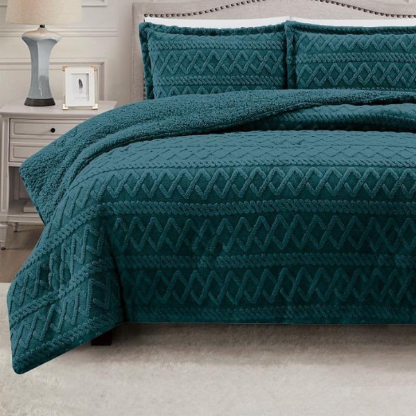 Simon Baker Brooklyn jacquard comforter set in Teal