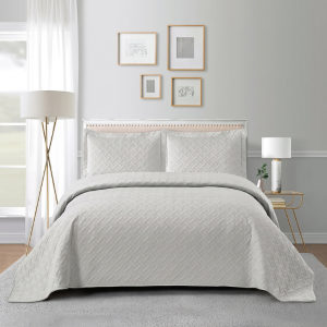 Simon Baker Italian Velvet Bedspread Set - Silver