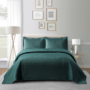 Simon Baker Italian Velvet Bedspread Set - Teal