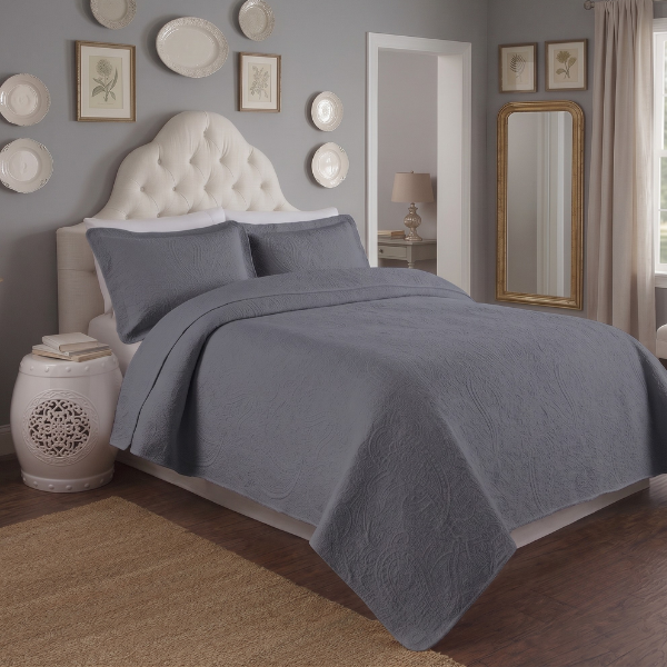 Simon Baker Paisley Bedspread - Grey