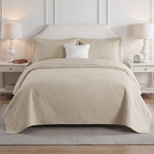 Simon Baker Paisley Bedspread - Natural
