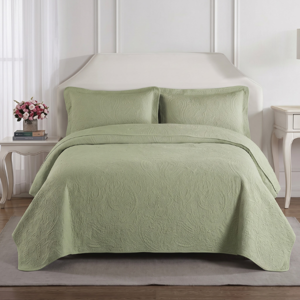 Simon Baker Paisley Bedspread - Pistachio