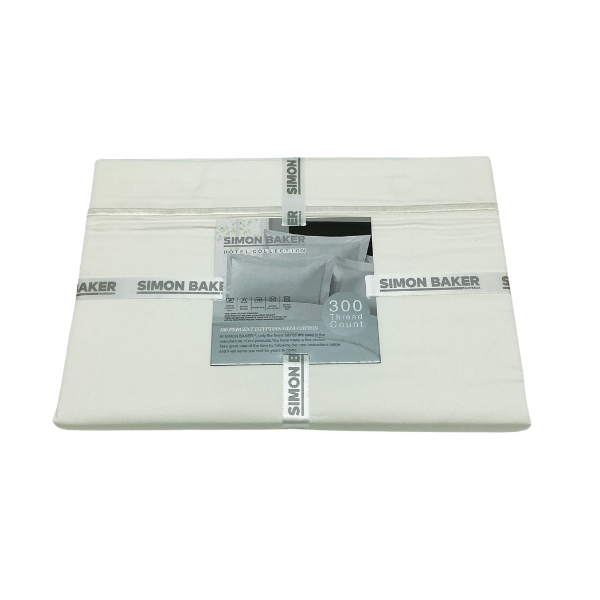 Simon Baker 300 Thread Count Egyptian Cotton Fitted Sheet - Cream - Image 2