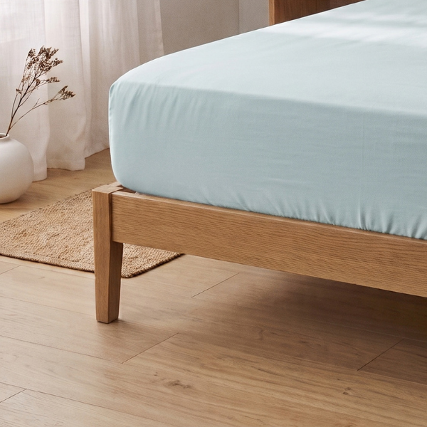 Simon Baker 300 Thread Count Egyptian Cotton Fitted Sheet - Duck Egg - Image 1