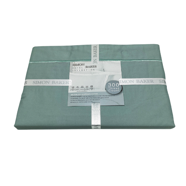 Simon Baker 300 Thread Count Egyptian Cotton Fitted Sheet - Duck Egg - Image 2