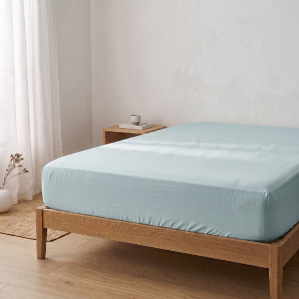Simon Baker 300 Thread Count Egyptian Cotton Fitted Sheet - Duck Egg - Image 3