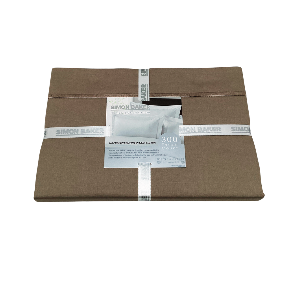 Simon Baker 300 Thread Count Egyptian Cotton Fitted Sheet - Mocha - Image 2