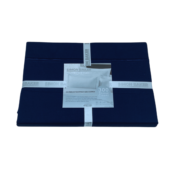 Simon Baker 300 Thread Count Egyptian Cotton Fitted Sheet - Navy - Image 2