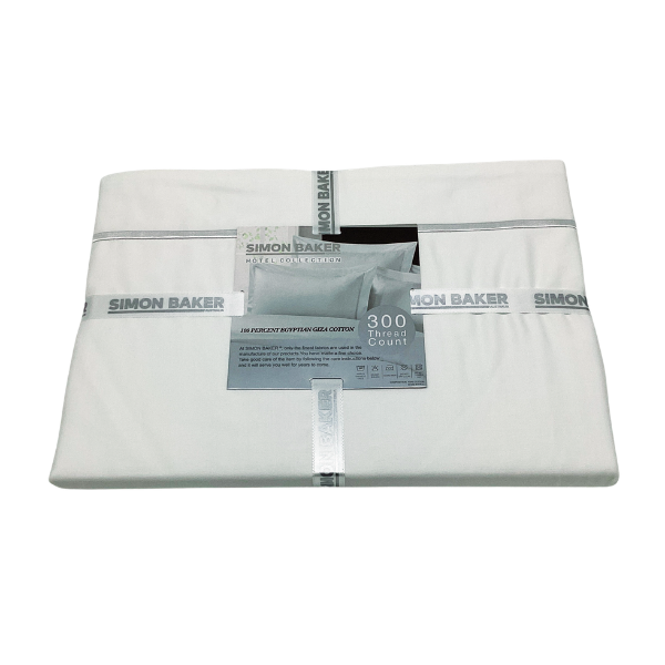 Simon Baker 300 Thread Count Egyptian Cotton Fitted Sheet - White - Image 2