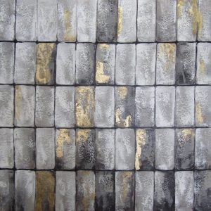 Abstract Silver Bricks - 1000x1000mm